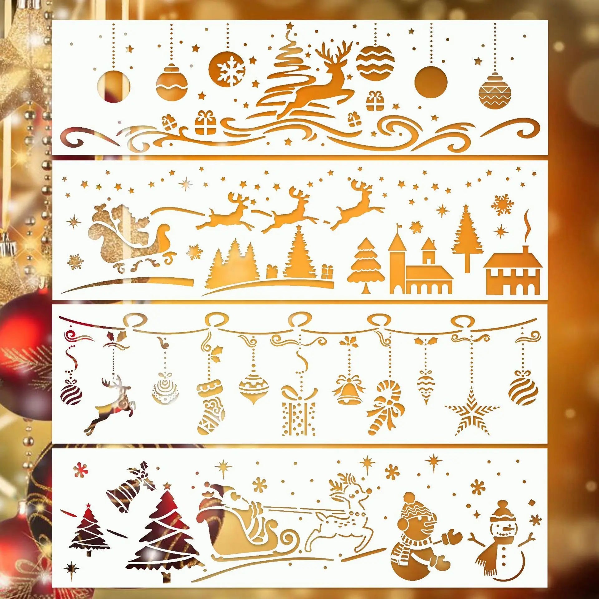 (4pcs) StencilArt Noel 19.6"x5.5" (50x14 cm)