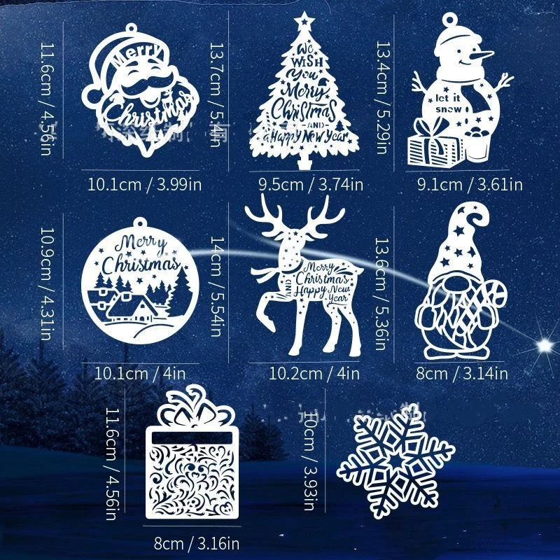 8pcs/set Christmas Stencils 13cm