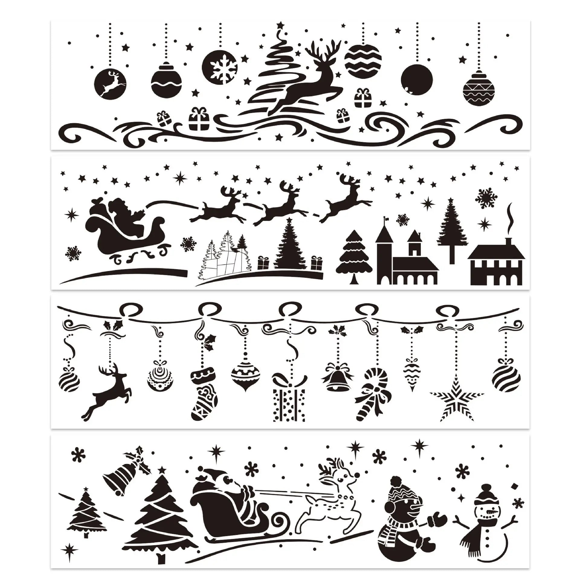 (4pcs) StencilArt Noel 19.6"x5.5" (50x14 cm)